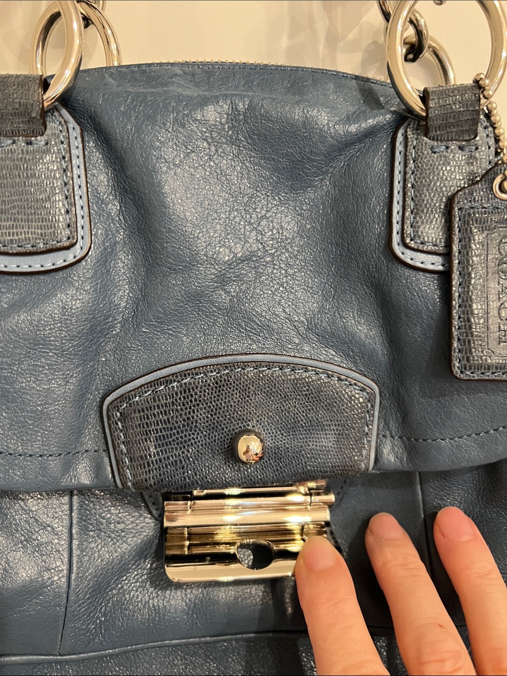 Coach 19296 Kristin Blue Leather Crossbody Satchel - Picture 12 of 16